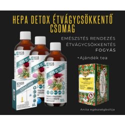   Hepa Detox étvágycsökkentő csomag - 3 db Hepa Detox 500ml + 1db Szerves króm tabletta + ajándék Boszy Zsírégető tea