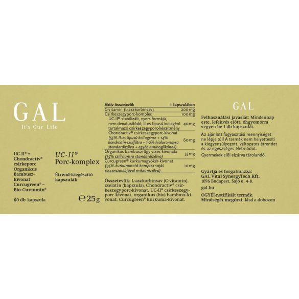 GAL UC-II Porc-komplex, 2 havi adag, 60 kapszula