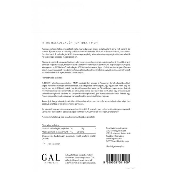 TITOK HALKOLLAGÉN PEPTIDEK + MSM (30 adag)