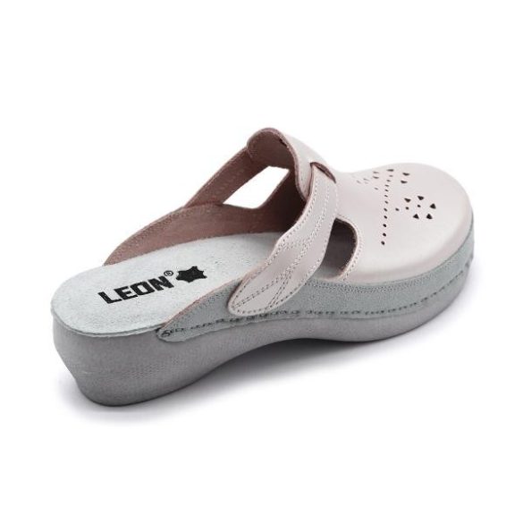 Leon PU156 női bőr papucs - perla