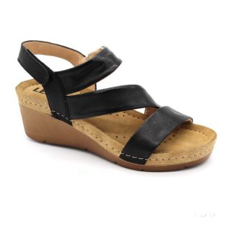 Leon 1020 Női bőr szandál - fekete