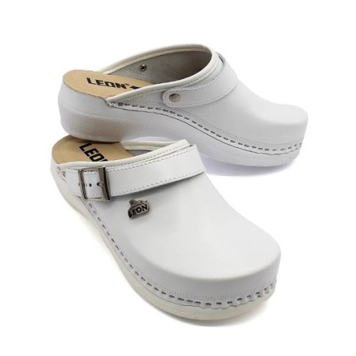 Leon PU101 női bőr papucs - fehér - zárt,csak 40-es méret