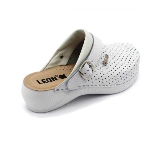 Leon 3300 Női bőr papucs - fehér