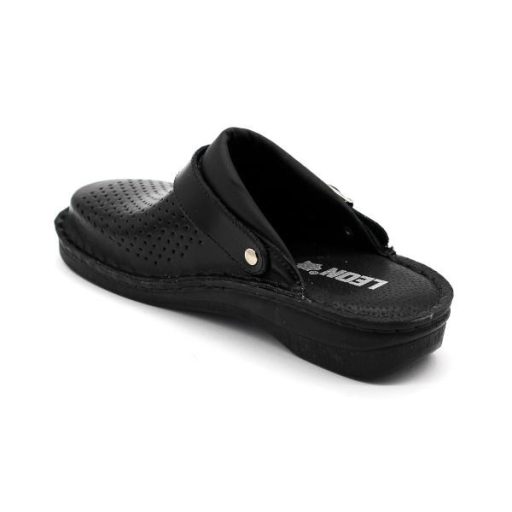 Leon V202 női bőr papucs - fekete