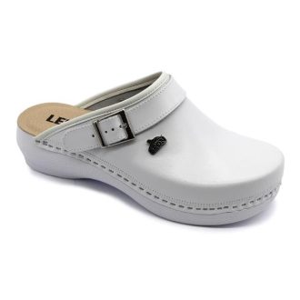 Leon PU101 női bőr papucs - fehér - zárt