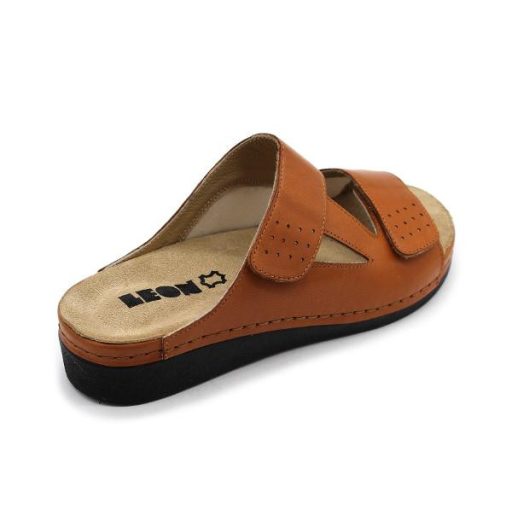 Leon 5010 comfort női bőr papucs - barna
