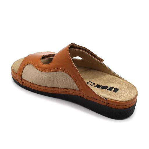 Leon 5010 comfort női bőr papucs - barna