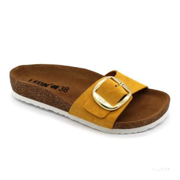 Leon 4020 comfort női bőr papucs - sárga