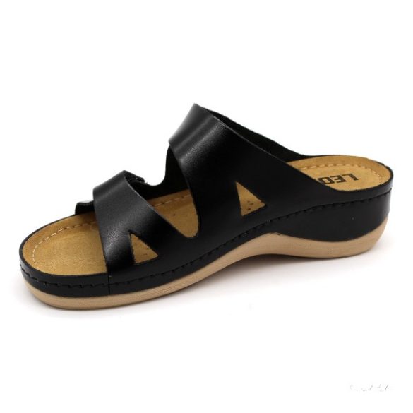 LEON COMFORT NŐI BŐR PAPUCS – 906 Fekete
