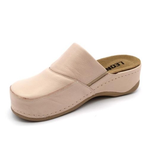 Leon 2019 Női bőr papucs - púder