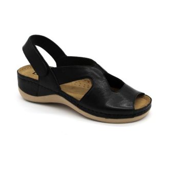 Leon 924 Női bőr szandál - fekete