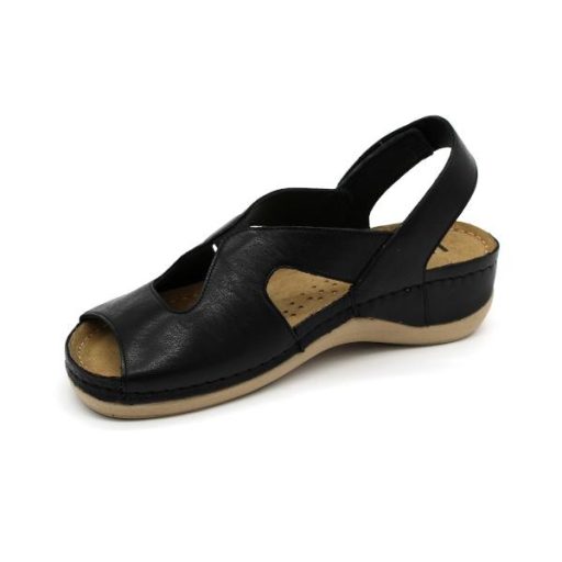 Leon 924 Női bőr szandál - fekete