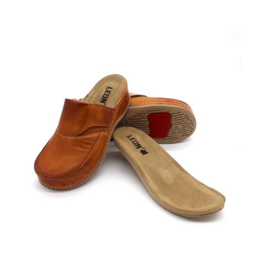 Leon 2019 Női bőr papucs - barna