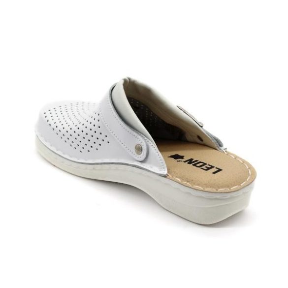 Leon V202M Férfi bőr papucs - fehér