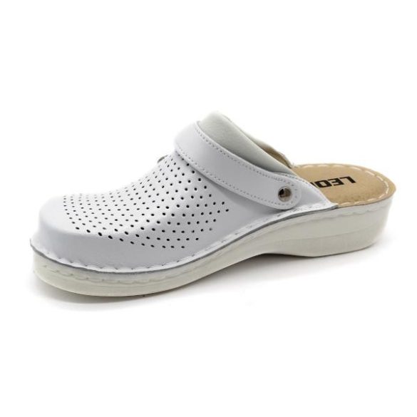 Leon V202M Férfi bőr papucs - fehér