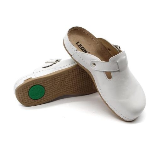 Leon 707 Férfi bőr papucs - fehér