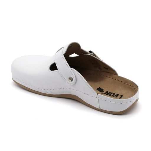 Leon 707 Férfi bőr papucs - fehér
