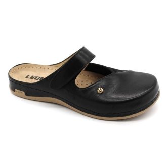 Leon 953 Női bőr papucs - fekete