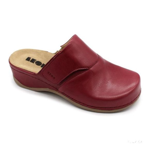Leon 2019 Női bőr papucs - bordó