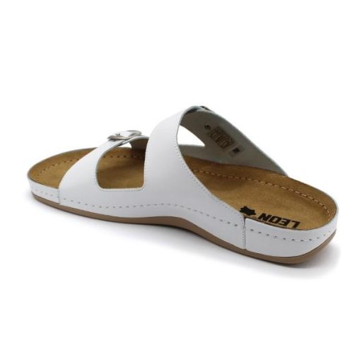 Leon 702 Férfi bőr papucs - fehér