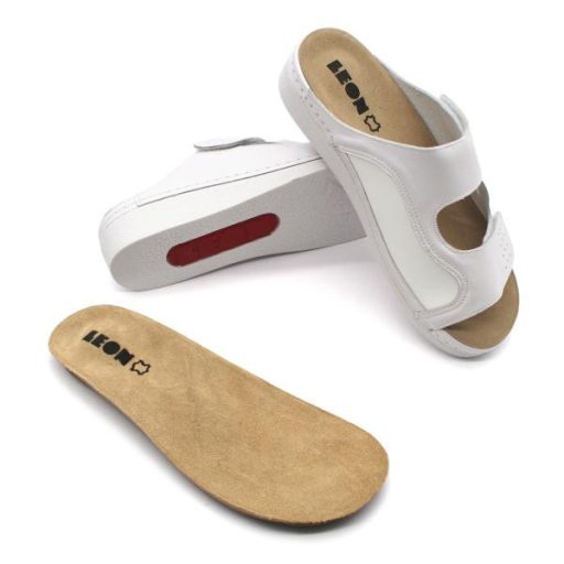 Leon 5010 comfort női bőr papucs - fehér