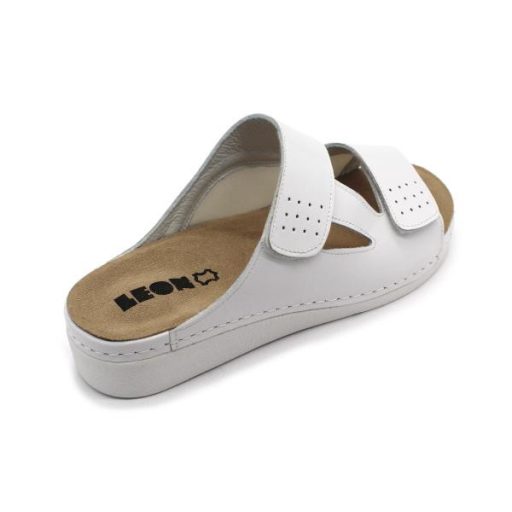 Leon 5010 comfort női bőr papucs - fehér