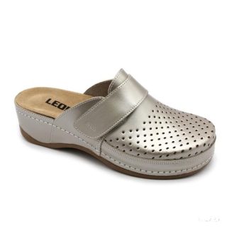 Leon 2022 Női bőr papucs - pezsgő