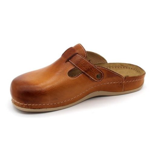 Leon 707 Férfi bőr papucs - barna 