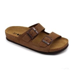 Női Leon bőr papucs – 4010 -  barna velúr
