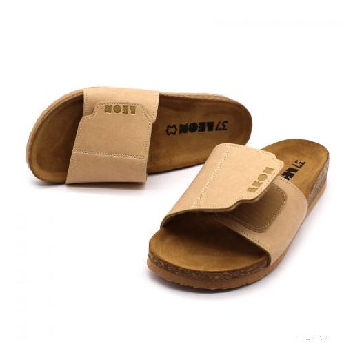 LEON 4022 COMFORT NŐI BŐR PAPUCS - bézs