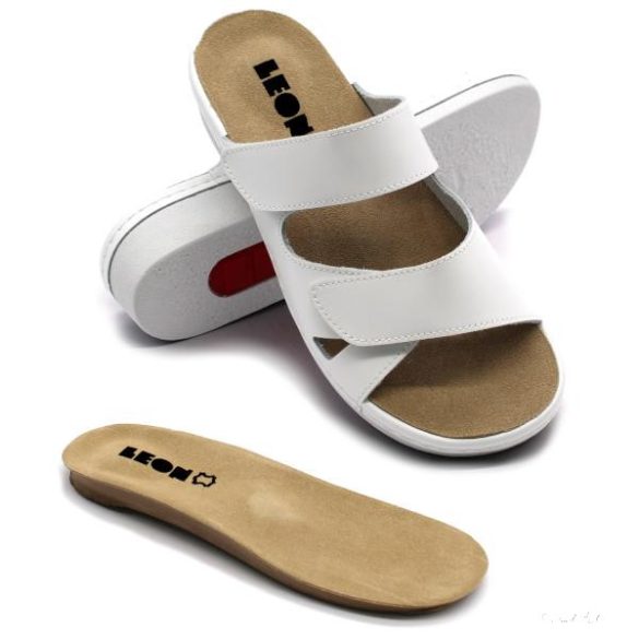 LEON 5011 LEON COMFORT NŐI BŐR PAPUCS - fehér