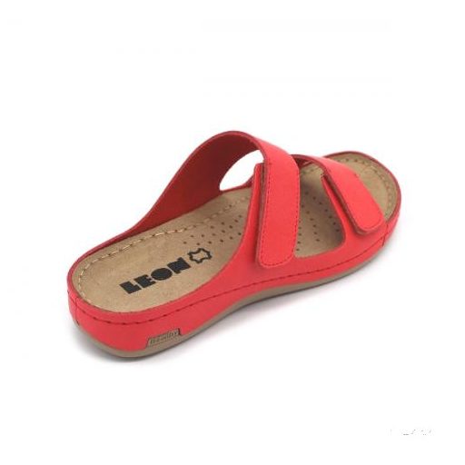LEON 954 LEON COMFORT NŐI BŐR PAPUCS - piros