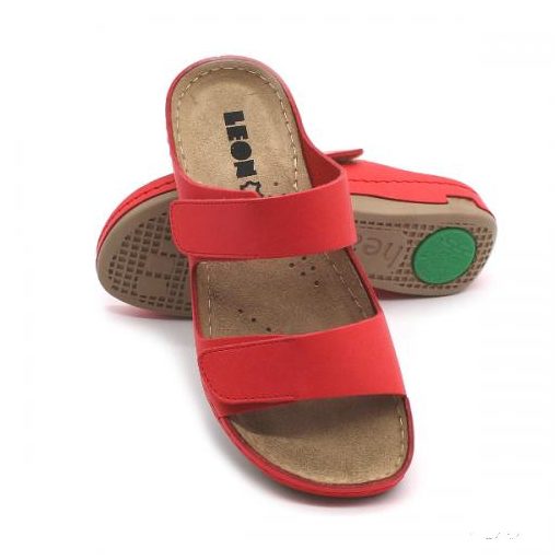 LEON 954 LEON COMFORT NŐI BŐR PAPUCS - piros