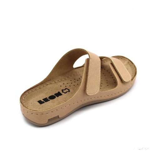 LEON 954 LEON COMFORT NŐI BŐR PAPUCS - bézs