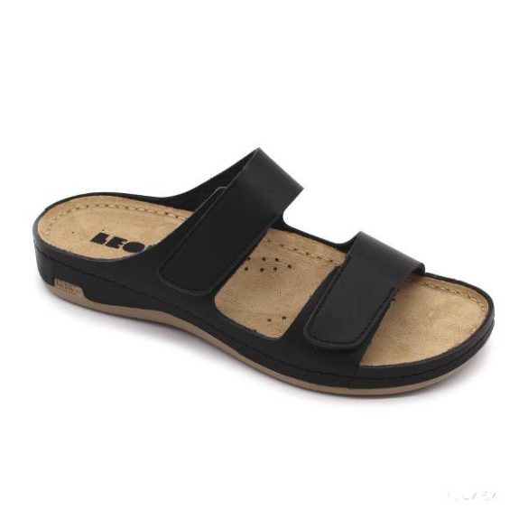 LEON 954 LEON COMFORT NŐI BŐR PAPUCS - fekete