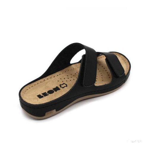 LEON 954 LEON COMFORT NŐI BŐR PAPUCS - fekete