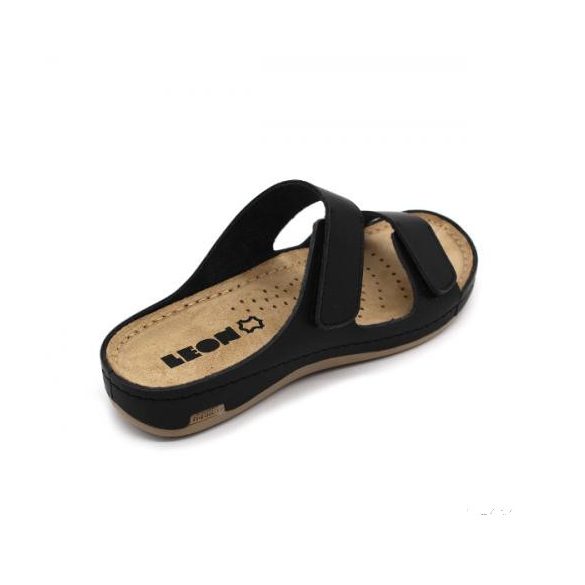 LEON 954 LEON COMFORT NŐI BŐR PAPUCS - fekete