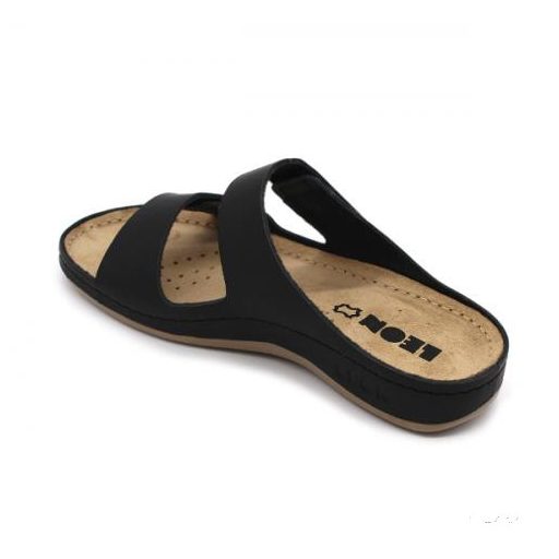 LEON 954 LEON COMFORT NŐI BŐR PAPUCS - fekete