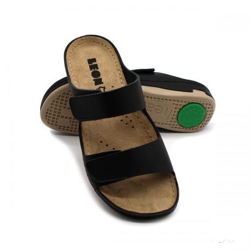 LEON 954 LEON COMFORT NŐI BŐR PAPUCS - fekete