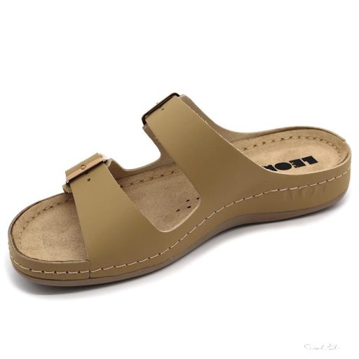 LEON 955 LEON COMFORT NŐI BŐR PAPUCS - bézs