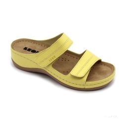 LEON 907 LEON COMFORT NŐI BŐR PAPUCS - sárga