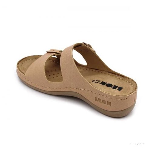 LEON 908 LEON COMFORT NŐI BŐR PAPUCS - bézs