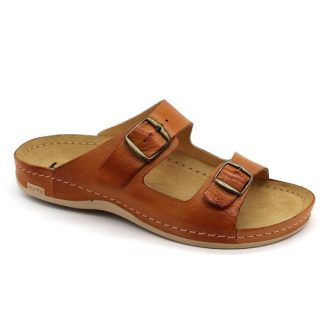 Leon 703 Férfi bőr papucs - barna ,csak 43-as méret