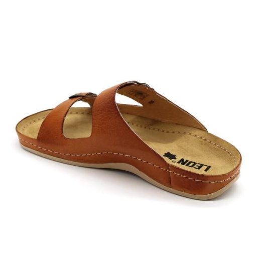 Leon 703 Férfi bőr papucs - barna ,csak 43-as méret