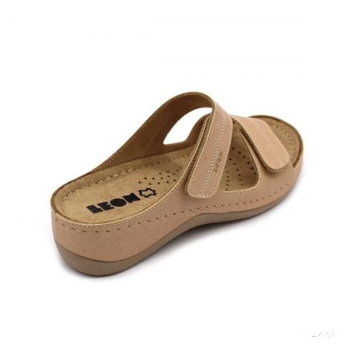 LEON 907 LEON COMFORT NŐI BŐR PAPUCS - bézs csak 36-os méret