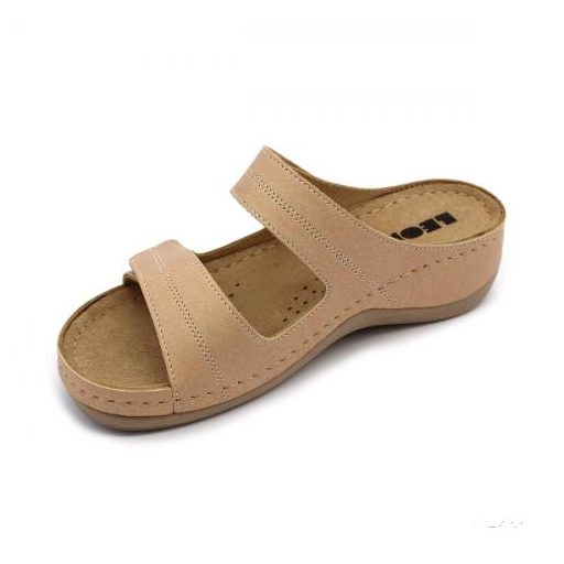 LEON 907 LEON COMFORT NŐI BŐR PAPUCS - bézs csak 36-os méret