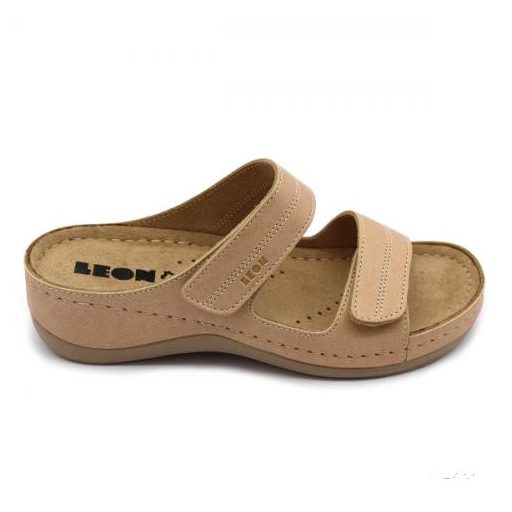 LEON 907 LEON COMFORT NŐI BŐR PAPUCS - bézs csak 36-os méret