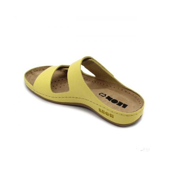 LEON 954 LEON COMFORT NŐI BŐR PAPUCS - sárga csak 39-es méret