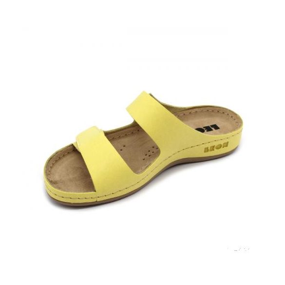 LEON 954 LEON COMFORT NŐI BŐR PAPUCS - sárga csak 39-es méret
