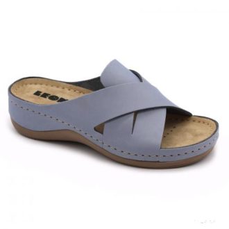   932 LEON COMFORT NŐI BŐR PAPUCS-KÉK ORLANDO,csak 40-es méret